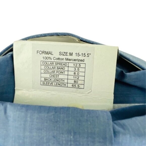 Mens Button Down Dress Shirt Azzaro Blue Size L 44 New With Tags u - Picture 2 of 4